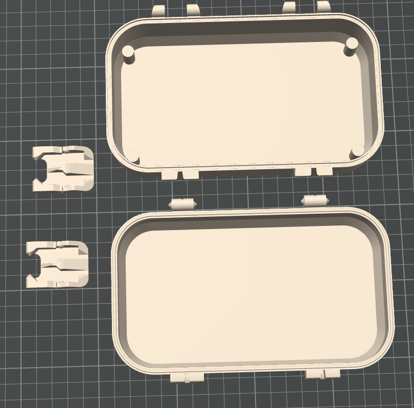 3D printed enclosure parts on a build plate